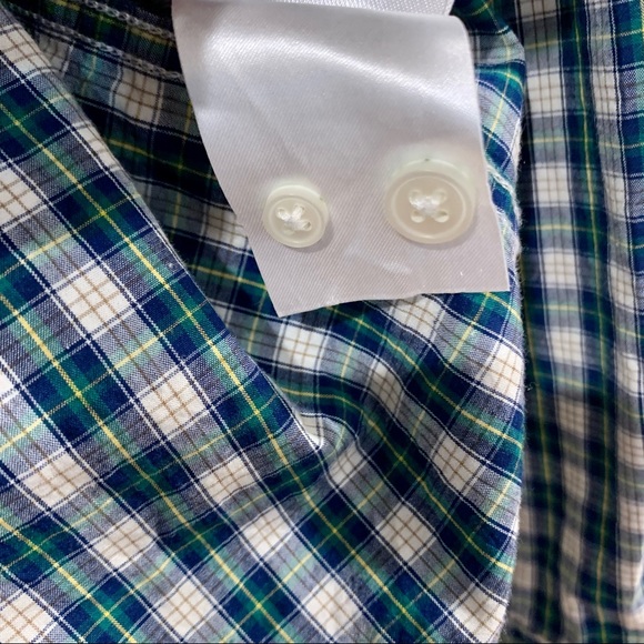 ✨ H&M Mens Navy and Green Plaid Button Down - M, Regular - Picture 6 of 9